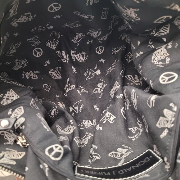 djp Donald J Pliner Lipgloss Patent Leather Satchel Shoulder Bag Black Tote - Picture 6 of 12